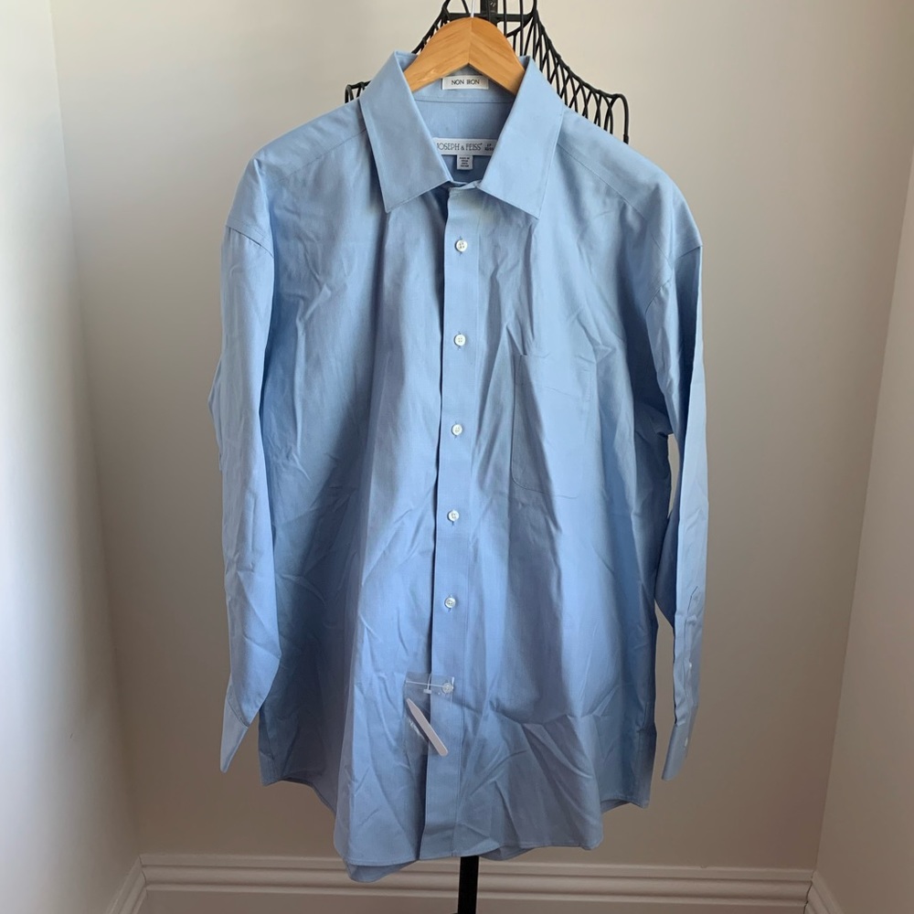 JOSEPH & FEISS NON IRON BUTTON FRONT DRESS SHIRT Sz 17 32/33 NWOT